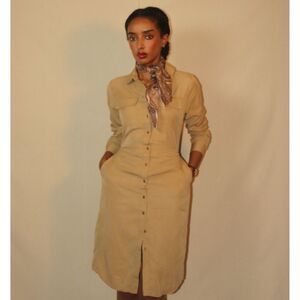 Banana Republic Tan Button Front Midi Shirt Dress